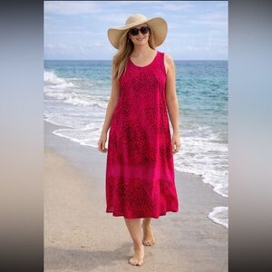 Ginger Snap Hawaii Pink Sleeveless Dress Size L.